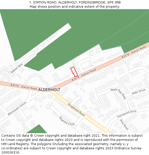 7, STATION ROAD, ALDERHOLT, FORDINGBRIDGE, SP6 3RB: Location map and indicative extent of plot