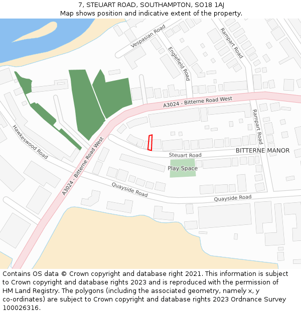 7, STEUART ROAD, SOUTHAMPTON, SO18 1AJ: Location map and indicative extent of plot