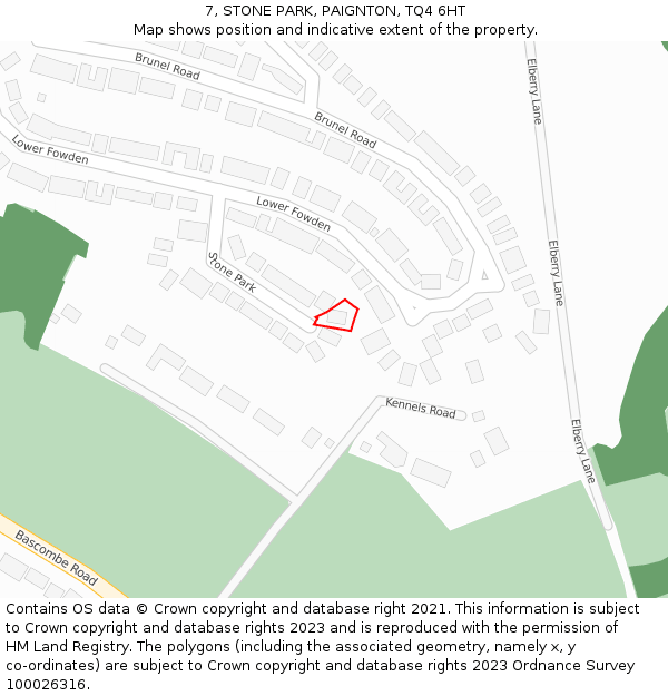 7, STONE PARK, PAIGNTON, TQ4 6HT: Location map and indicative extent of plot