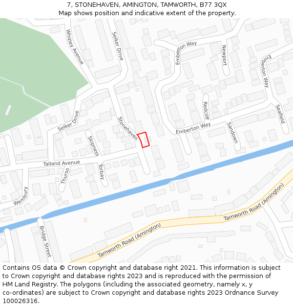 7, STONEHAVEN, AMINGTON, TAMWORTH, B77 3QX: Location map and indicative extent of plot