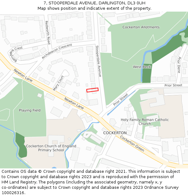 7, STOOPERDALE AVENUE, DARLINGTON, DL3 0UH: Location map and indicative extent of plot