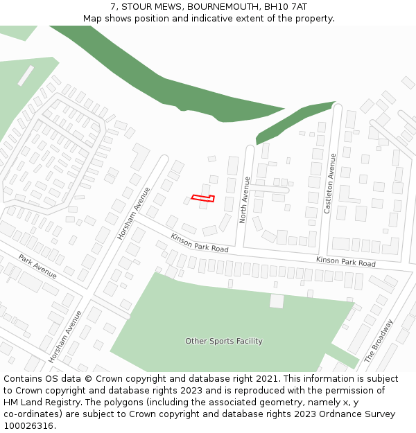 7, STOUR MEWS, BOURNEMOUTH, BH10 7AT: Location map and indicative extent of plot