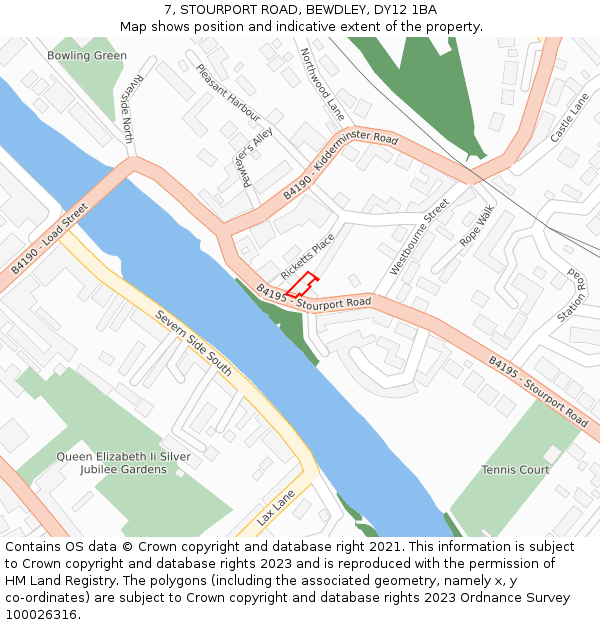 7, STOURPORT ROAD, BEWDLEY, DY12 1BA: Location map and indicative extent of plot