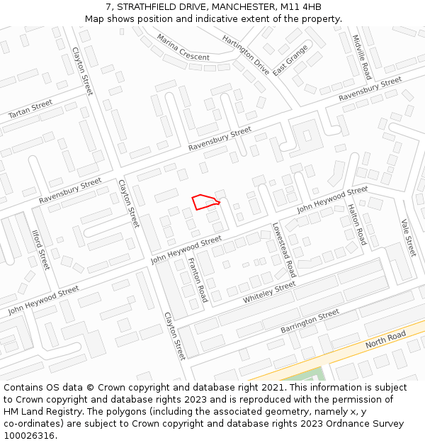 7, STRATHFIELD DRIVE, MANCHESTER, M11 4HB: Location map and indicative extent of plot