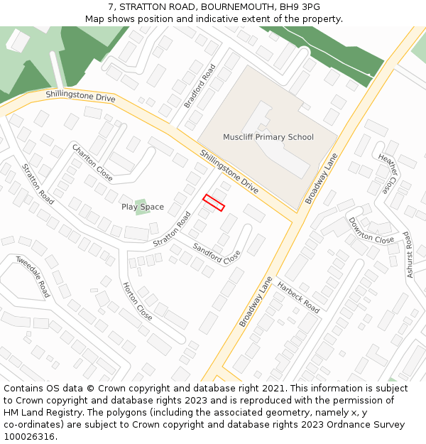 7, STRATTON ROAD, BOURNEMOUTH, BH9 3PG: Location map and indicative extent of plot