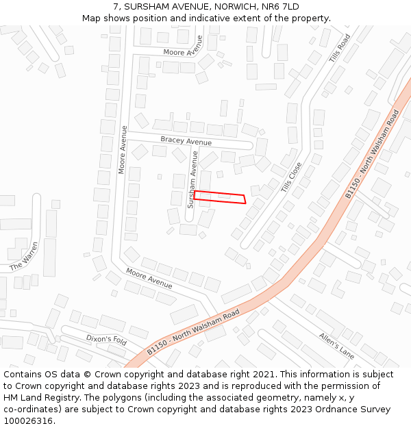 7, SURSHAM AVENUE, NORWICH, NR6 7LD: Location map and indicative extent of plot