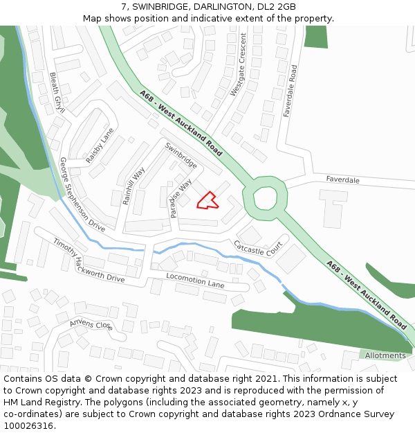 7, SWINBRIDGE, DARLINGTON, DL2 2GB: Location map and indicative extent of plot