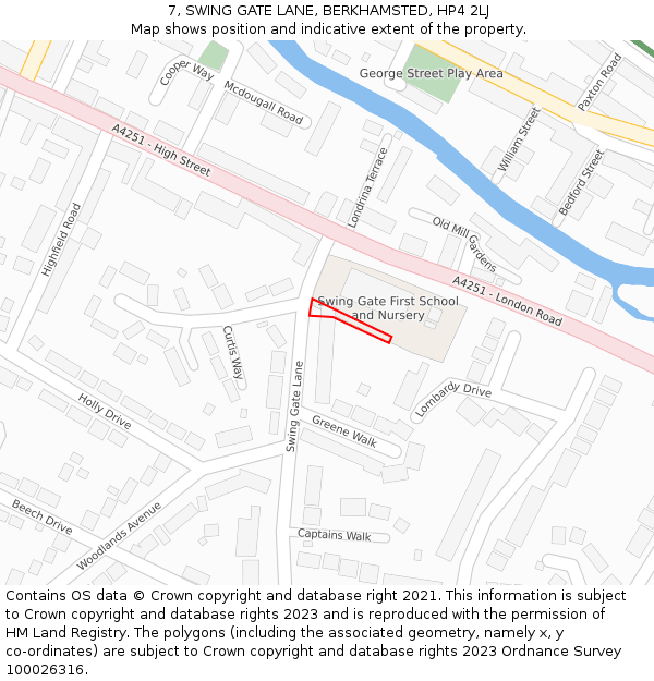 7, SWING GATE LANE, BERKHAMSTED, HP4 2LJ: Location map and indicative extent of plot