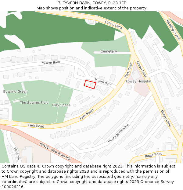 7, TAVERN BARN, FOWEY, PL23 1EF: Location map and indicative extent of plot
