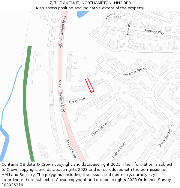 7, THE AVENUE, NORTHAMPTON, NN2 8PR: Location map and indicative extent of plot