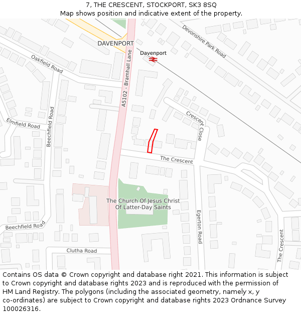 7, THE CRESCENT, STOCKPORT, SK3 8SQ: Location map and indicative extent of plot
