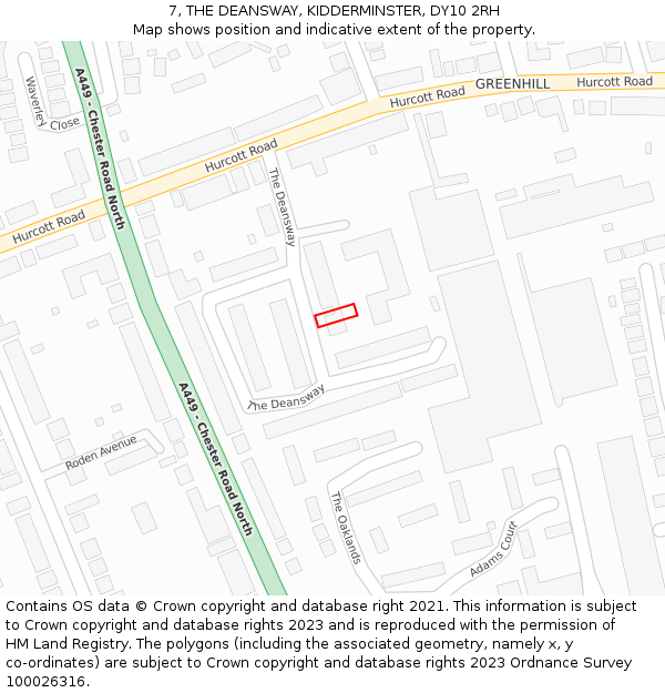7, THE DEANSWAY, KIDDERMINSTER, DY10 2RH: Location map and indicative extent of plot