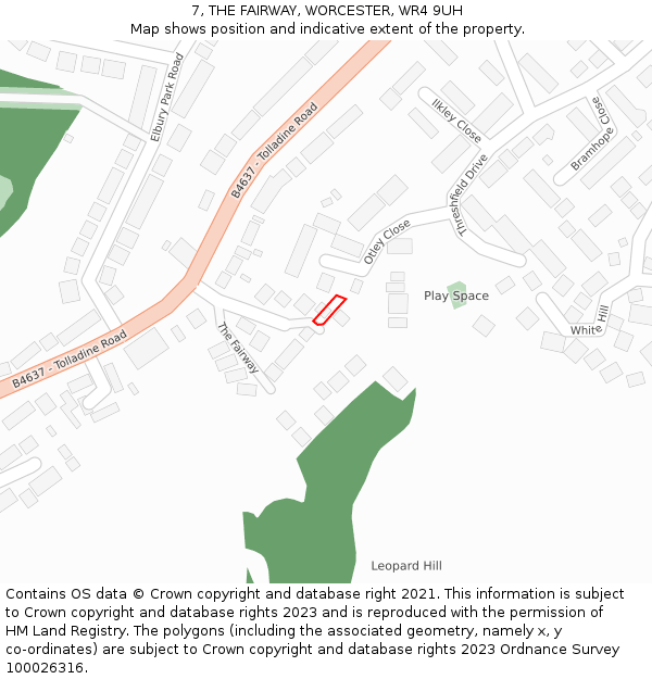 7, THE FAIRWAY, WORCESTER, WR4 9UH: Location map and indicative extent of plot