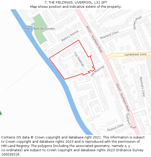 7, THE FIELDINGS, LIVERPOOL, L31 2PT: Location map and indicative extent of plot