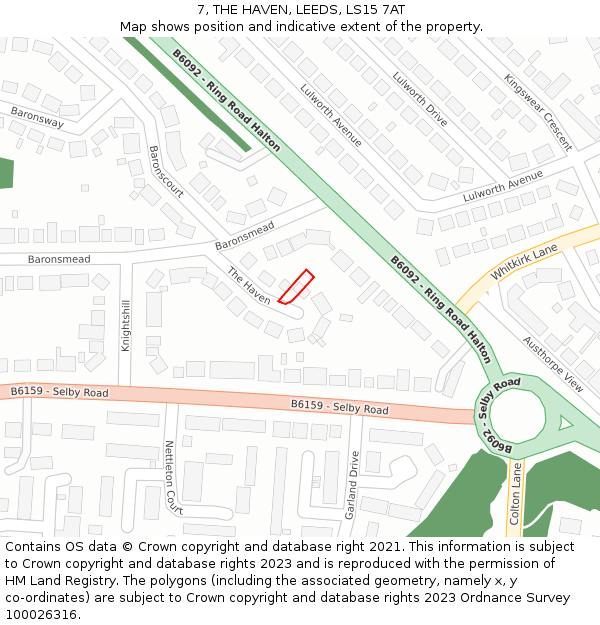 7, THE HAVEN, LEEDS, LS15 7AT: Location map and indicative extent of plot