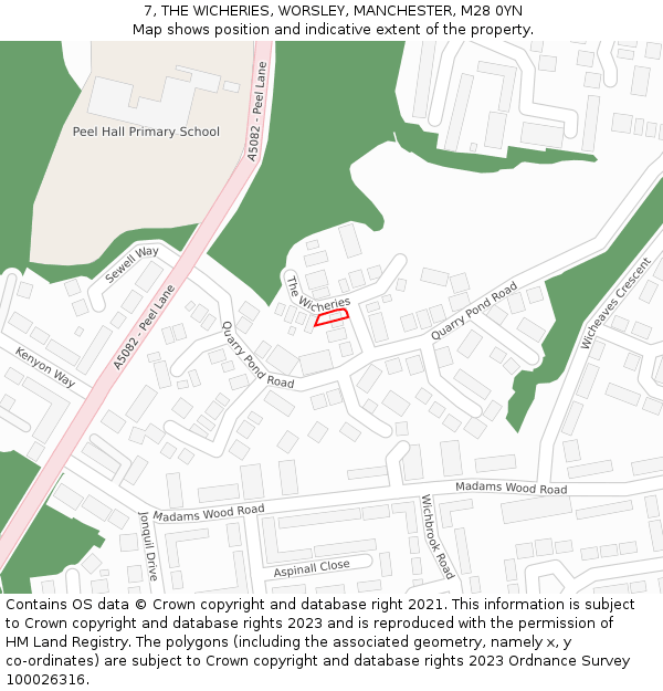 7, THE WICHERIES, WORSLEY, MANCHESTER, M28 0YN: Location map and indicative extent of plot