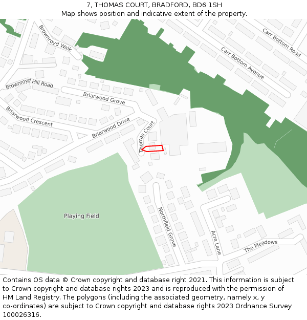 7, THOMAS COURT, BRADFORD, BD6 1SH: Location map and indicative extent of plot