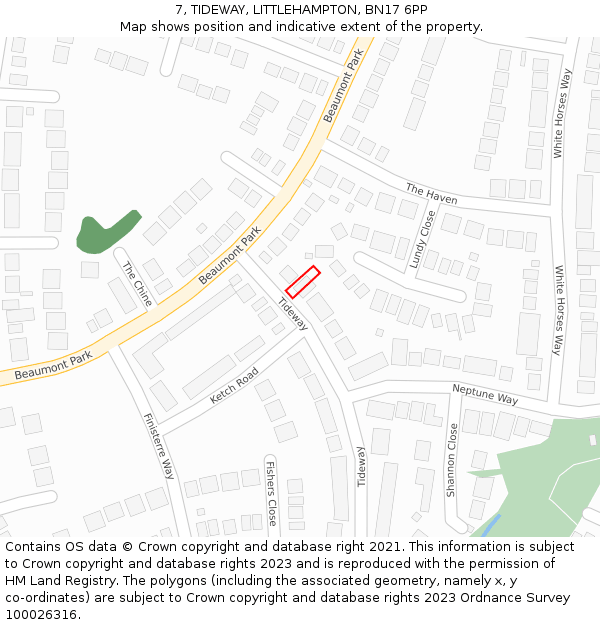 7, TIDEWAY, LITTLEHAMPTON, BN17 6PP: Location map and indicative extent of plot