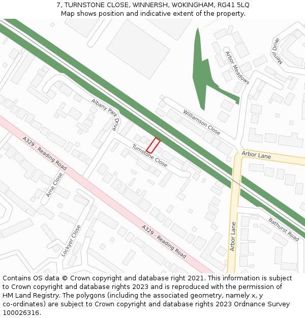 7, TURNSTONE CLOSE, WINNERSH, WOKINGHAM, RG41 5LQ: Location map and indicative extent of plot