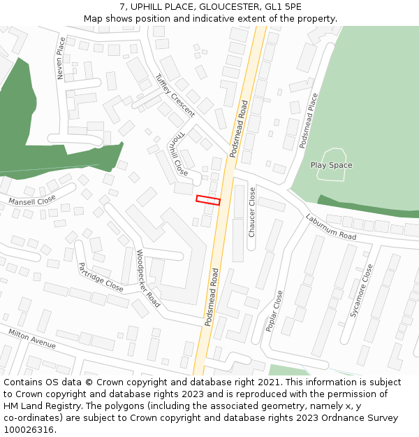 7, UPHILL PLACE, GLOUCESTER, GL1 5PE: Location map and indicative extent of plot