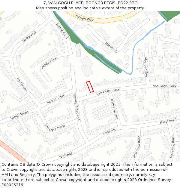7, VAN GOGH PLACE, BOGNOR REGIS, PO22 9BG: Location map and indicative extent of plot