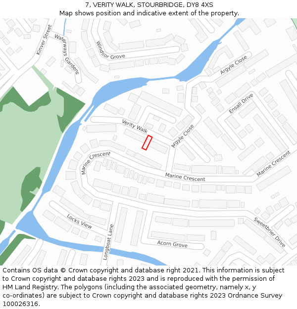 7, VERITY WALK, STOURBRIDGE, DY8 4XS: Location map and indicative extent of plot
