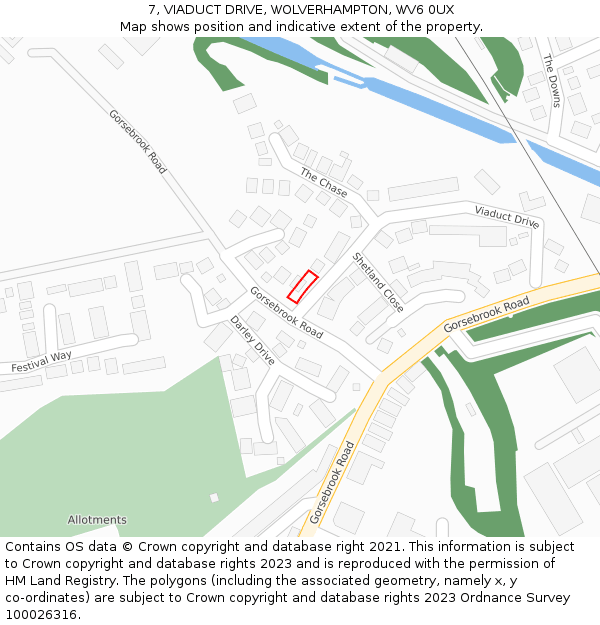 7, VIADUCT DRIVE, WOLVERHAMPTON, WV6 0UX: Location map and indicative extent of plot