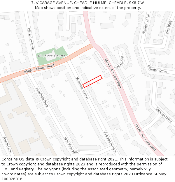 7, VICARAGE AVENUE, CHEADLE HULME, CHEADLE, SK8 7JW: Location map and indicative extent of plot