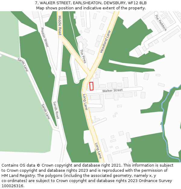 7, WALKER STREET, EARLSHEATON, DEWSBURY, WF12 8LB: Location map and indicative extent of plot