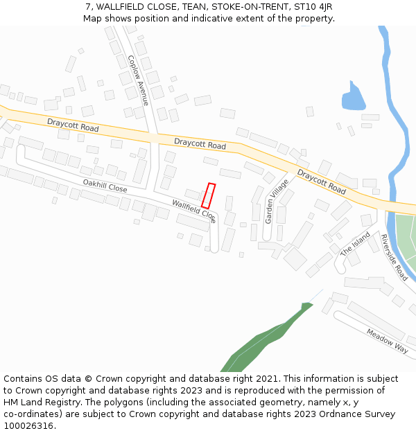 7, WALLFIELD CLOSE, TEAN, STOKE-ON-TRENT, ST10 4JR: Location map and indicative extent of plot