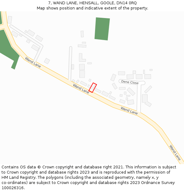 7, WAND LANE, HENSALL, GOOLE, DN14 0RQ: Location map and indicative extent of plot