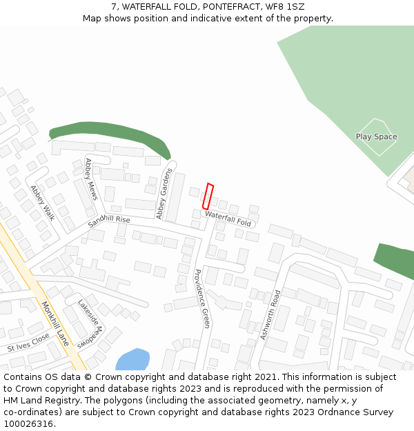 7, WATERFALL FOLD, PONTEFRACT, WF8 1SZ: Location map and indicative extent of plot