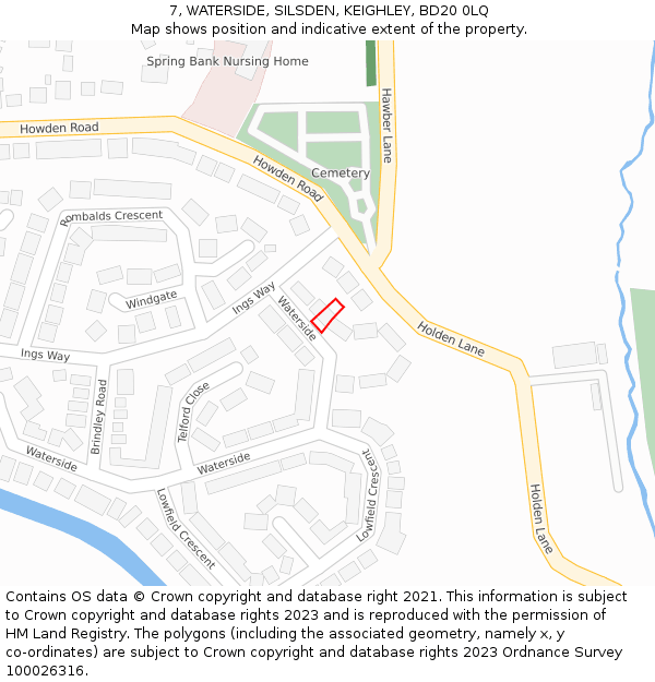 7, WATERSIDE, SILSDEN, KEIGHLEY, BD20 0LQ: Location map and indicative extent of plot