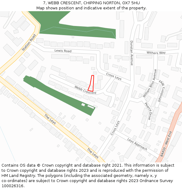 7, WEBB CRESCENT, CHIPPING NORTON, OX7 5HU: Location map and indicative extent of plot