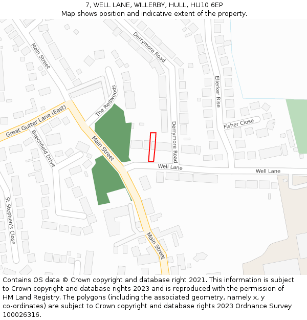 7, WELL LANE, WILLERBY, HULL, HU10 6EP: Location map and indicative extent of plot