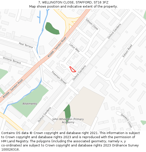 7, WELLINGTON CLOSE, STAFFORD, ST16 3FZ: Location map and indicative extent of plot