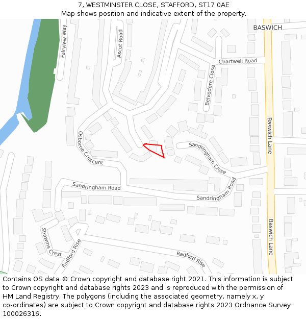 7, WESTMINSTER CLOSE, STAFFORD, ST17 0AE: Location map and indicative extent of plot