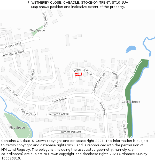 7, WETHERBY CLOSE, CHEADLE, STOKE-ON-TRENT, ST10 1UH: Location map and indicative extent of plot