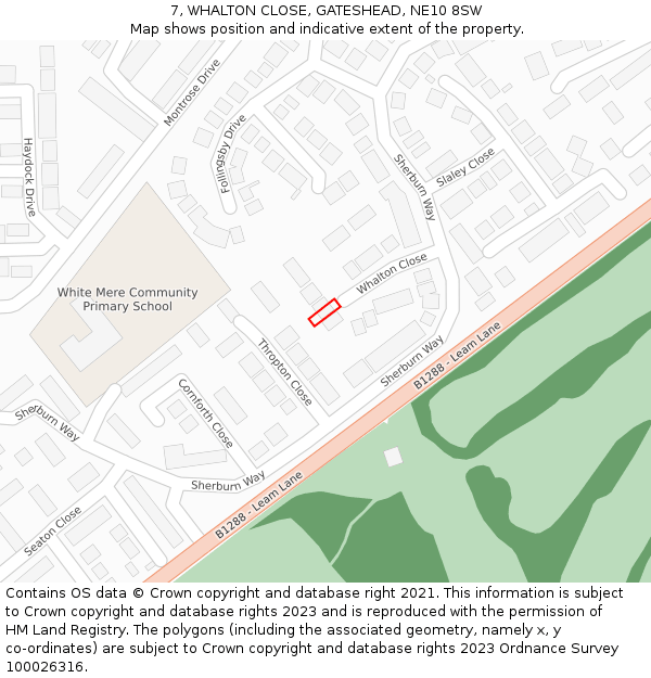 7, WHALTON CLOSE, GATESHEAD, NE10 8SW: Location map and indicative extent of plot