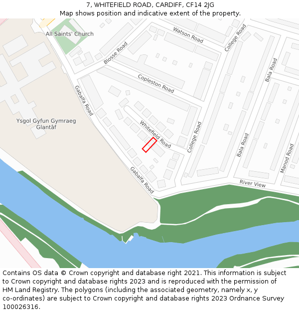 7, WHITEFIELD ROAD, CARDIFF, CF14 2JG: Location map and indicative extent of plot