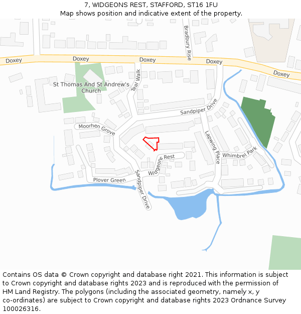 7, WIDGEONS REST, STAFFORD, ST16 1FU: Location map and indicative extent of plot