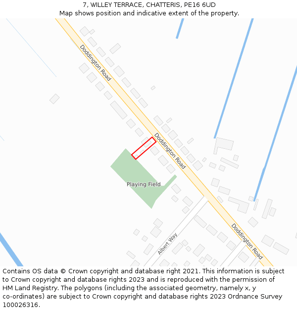 7, WILLEY TERRACE, CHATTERIS, PE16 6UD: Location map and indicative extent of plot