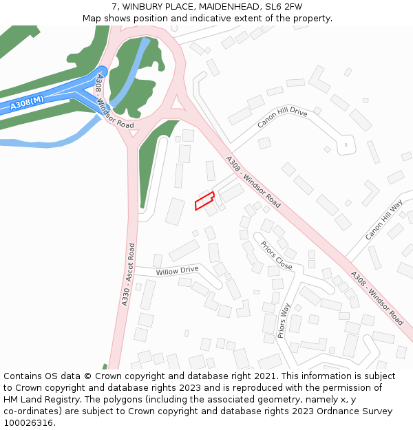 7, WINBURY PLACE, MAIDENHEAD, SL6 2FW: Location map and indicative extent of plot