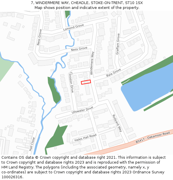 7, WINDERMERE WAY, CHEADLE, STOKE-ON-TRENT, ST10 1SX: Location map and indicative extent of plot