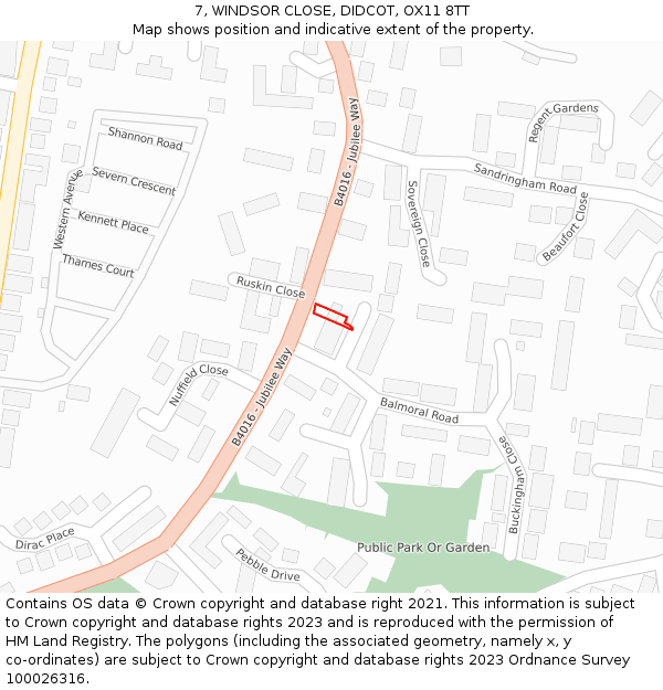 7, WINDSOR CLOSE, DIDCOT, OX11 8TT: Location map and indicative extent of plot