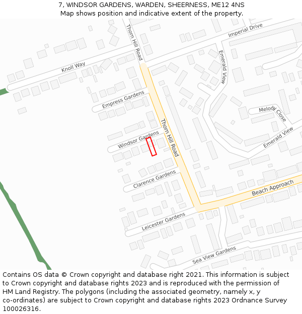 7, WINDSOR GARDENS, WARDEN, SHEERNESS, ME12 4NS: Location map and indicative extent of plot