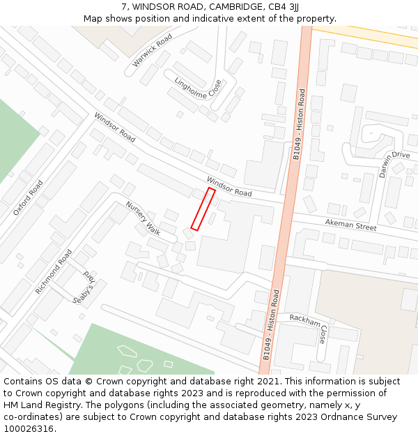 7, WINDSOR ROAD, CAMBRIDGE, CB4 3JJ: Location map and indicative extent of plot