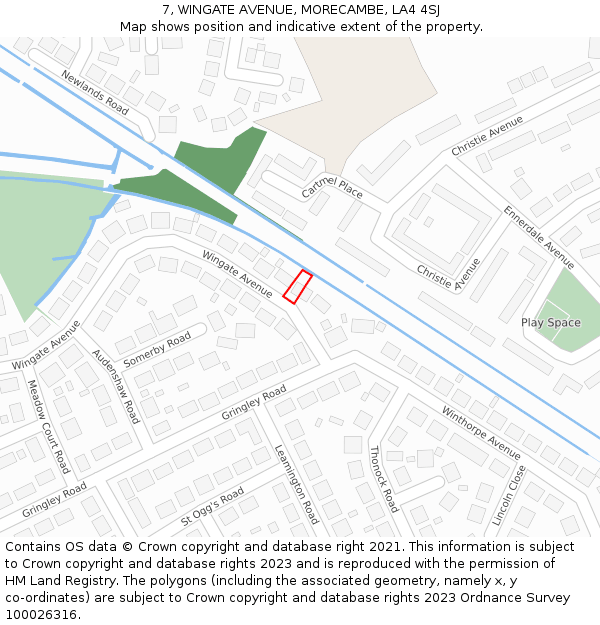 7, WINGATE AVENUE, MORECAMBE, LA4 4SJ: Location map and indicative extent of plot