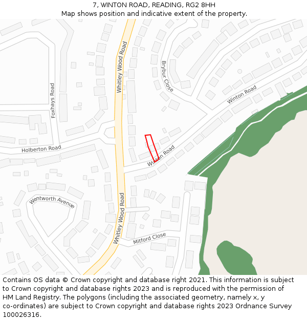 7, WINTON ROAD, READING, RG2 8HH: Location map and indicative extent of plot