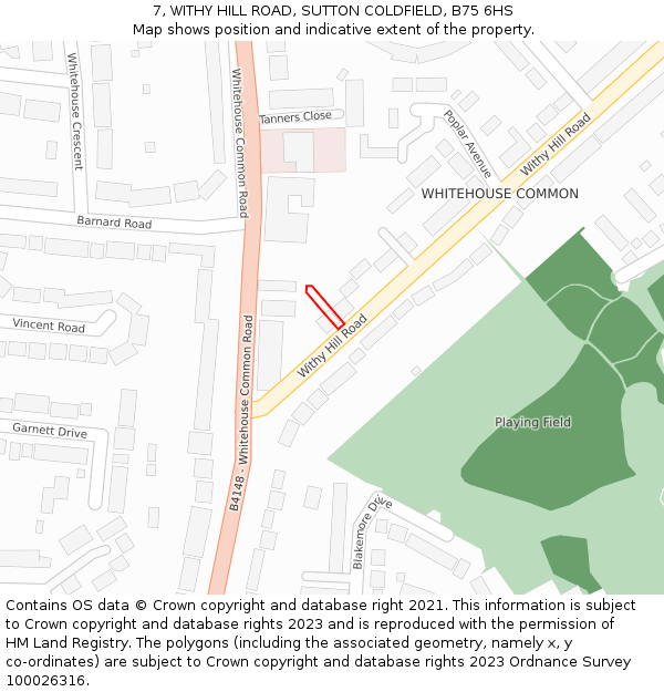 7, WITHY HILL ROAD, SUTTON COLDFIELD, B75 6HS: Location map and indicative extent of plot